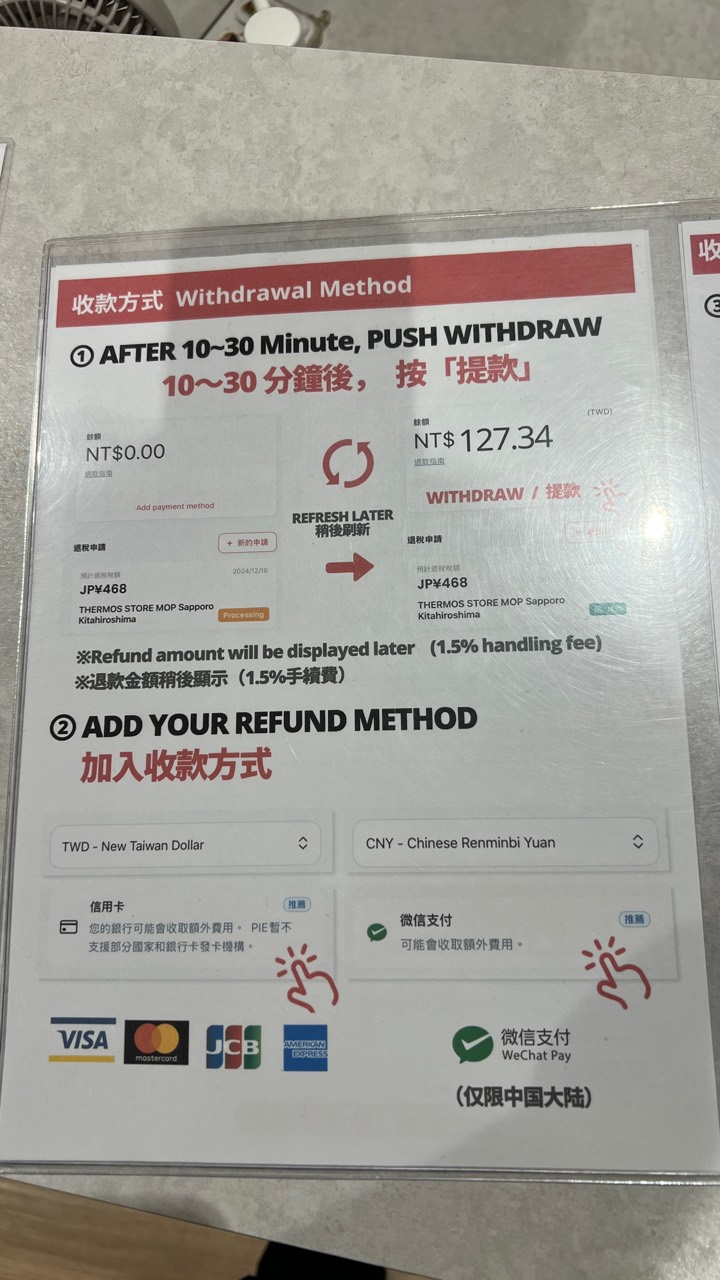 退稅收款方式與提款步驟